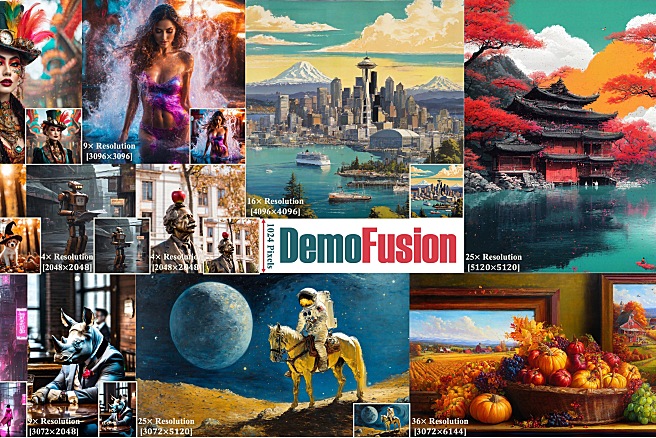 DemoFusion - 专业优化放大AI图像/细节增强高清神器，无需$$$