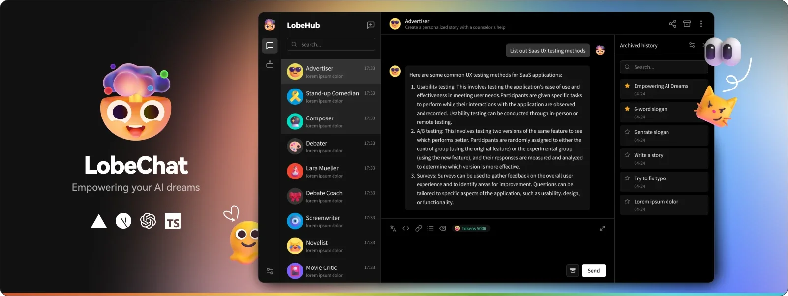 Lobe Chat - 广受欢迎的在线AI对话聊天机器人，一键部署，免费开源