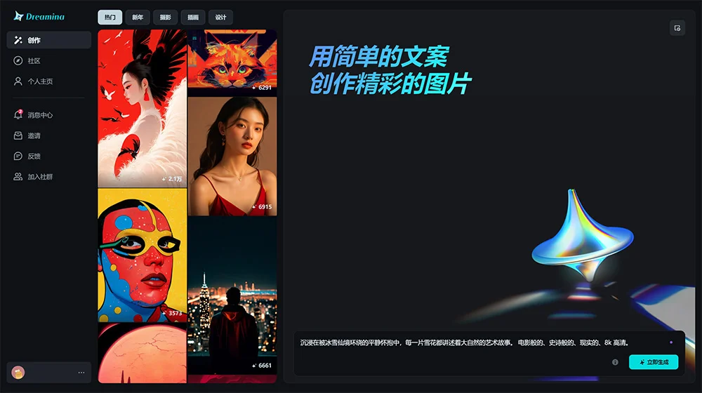 Dreamina - 字节旗下AIGC创作工具,首个中文生成视频的AI工具,用简单的文案,创作精彩的作品