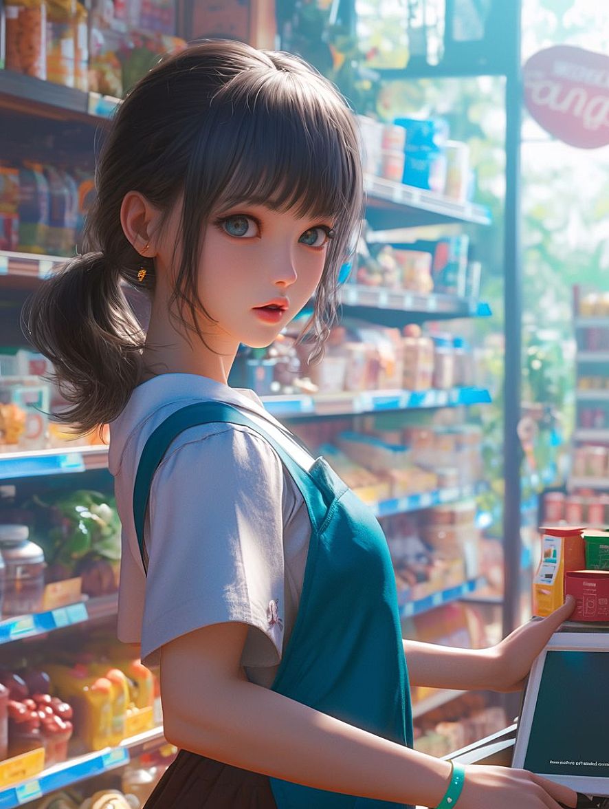 美女杂货铺店员