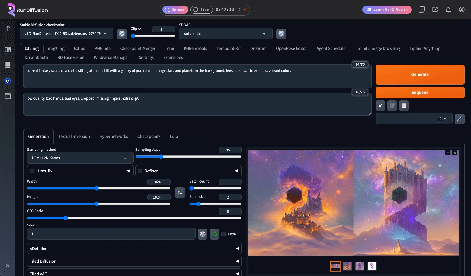 RunDiffusion - 托管式SD绘画聚合云平台，OpenAI旗下产品， 整合所有Stable Diffusion绘画工具，不用再到处找云端了~