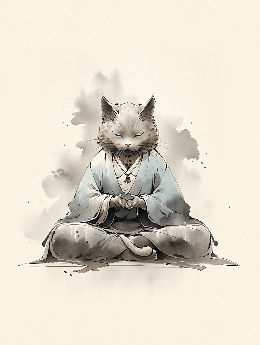 万物皆有灵！「皈依」主题中式水墨插画