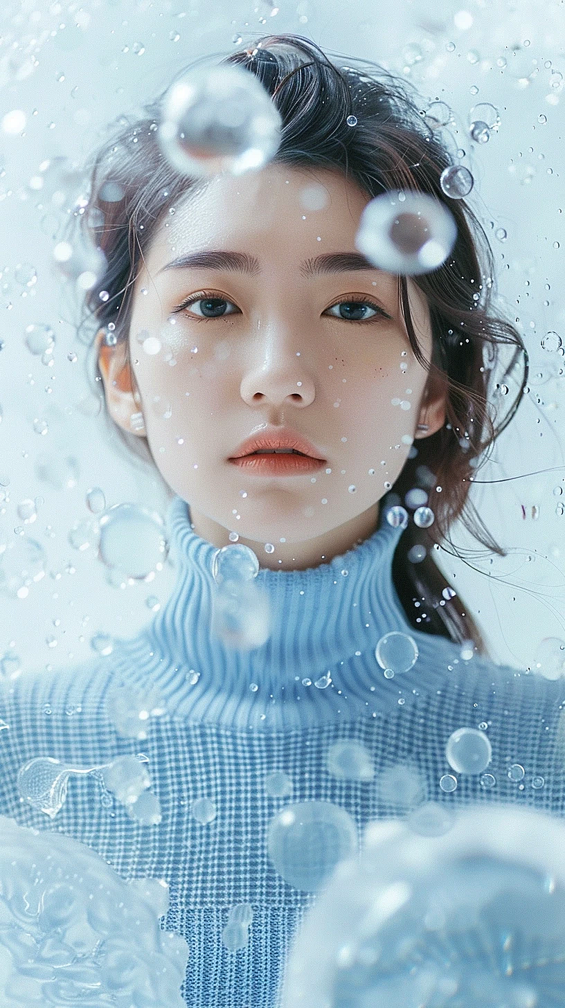 被气泡包围的中国现代女性