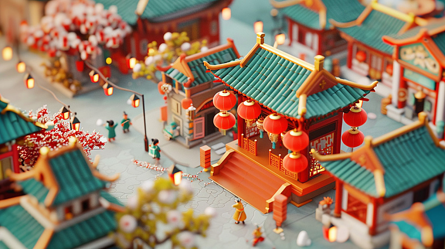 微观新年喜庆场景