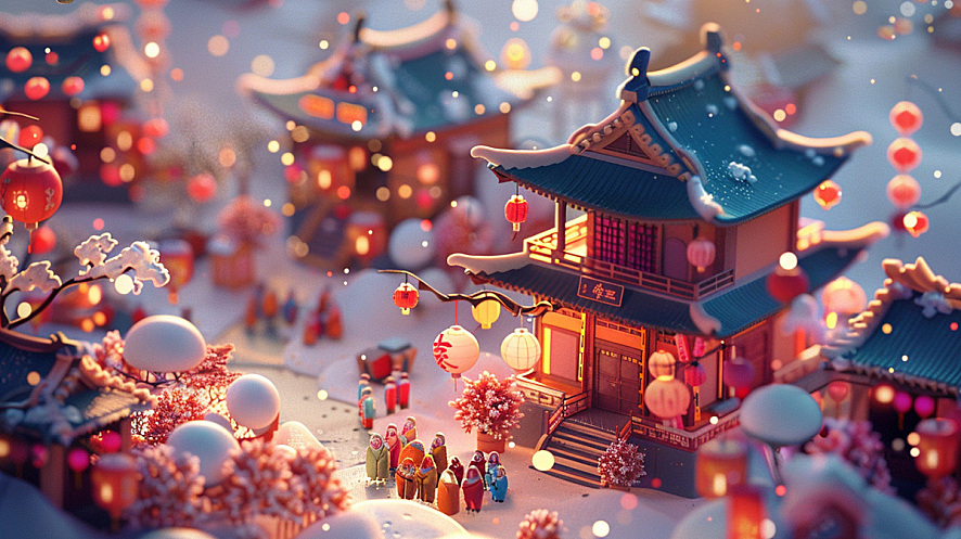 微观新年喜庆场景