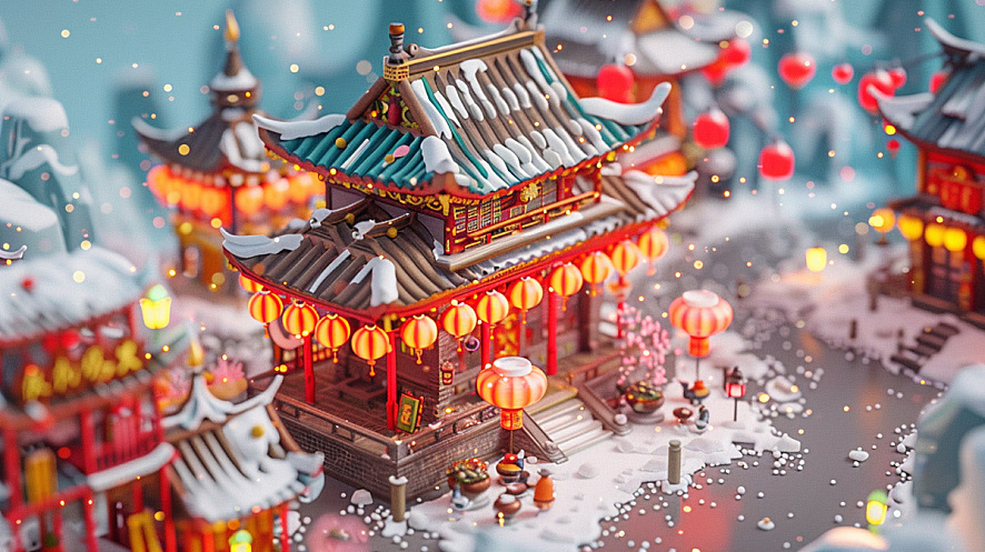微观新年喜庆场景