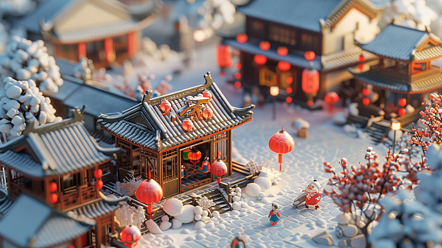 微观新年喜庆场景