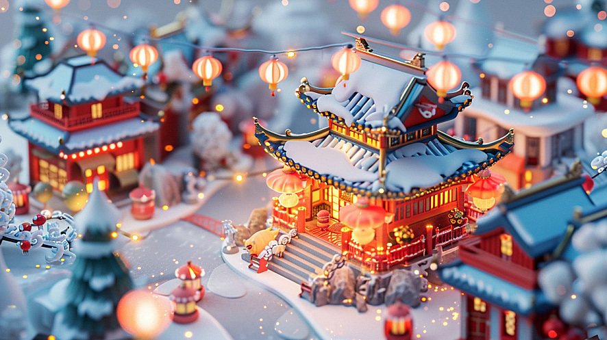 微观新年喜庆场景