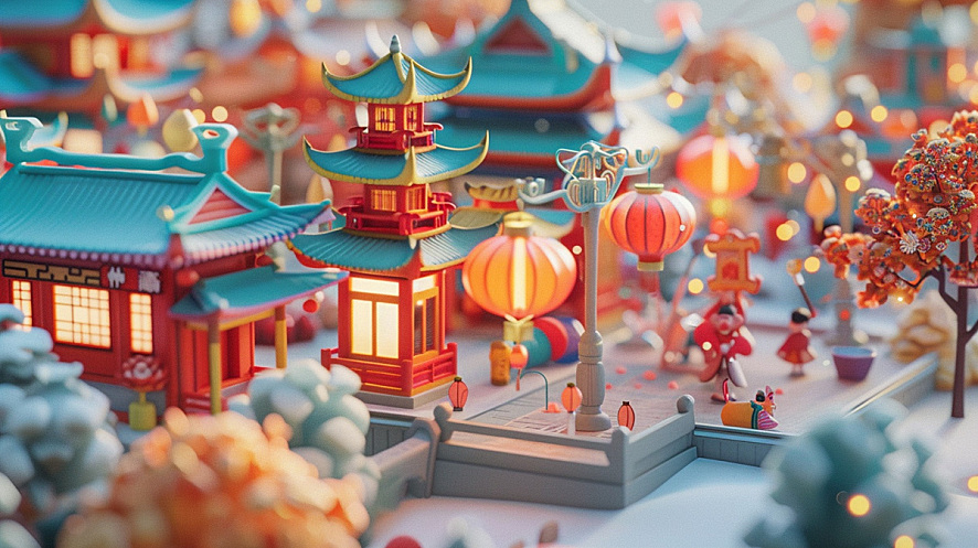 微观新年喜庆场景