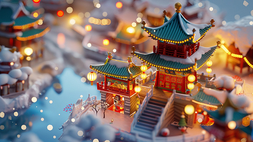 微观新年喜庆场景