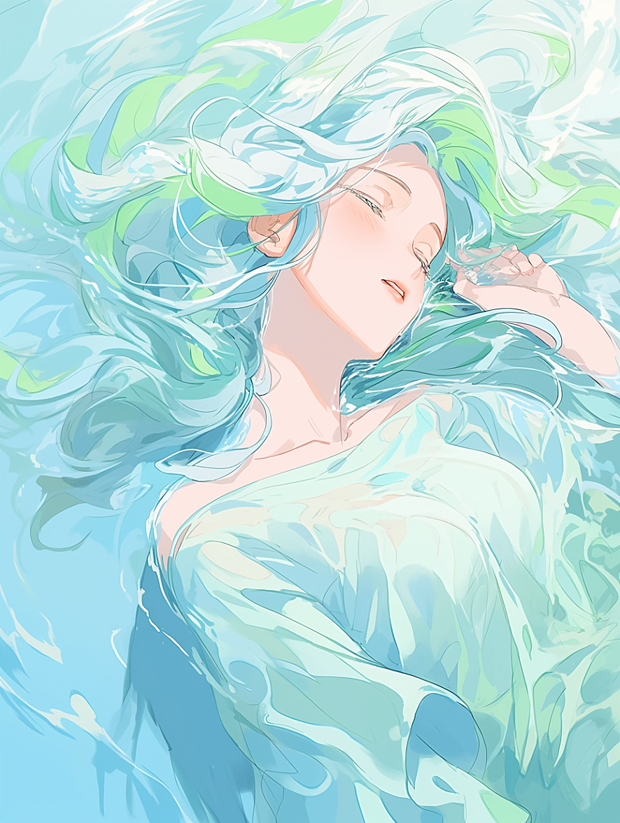 水中睡觉的女孩