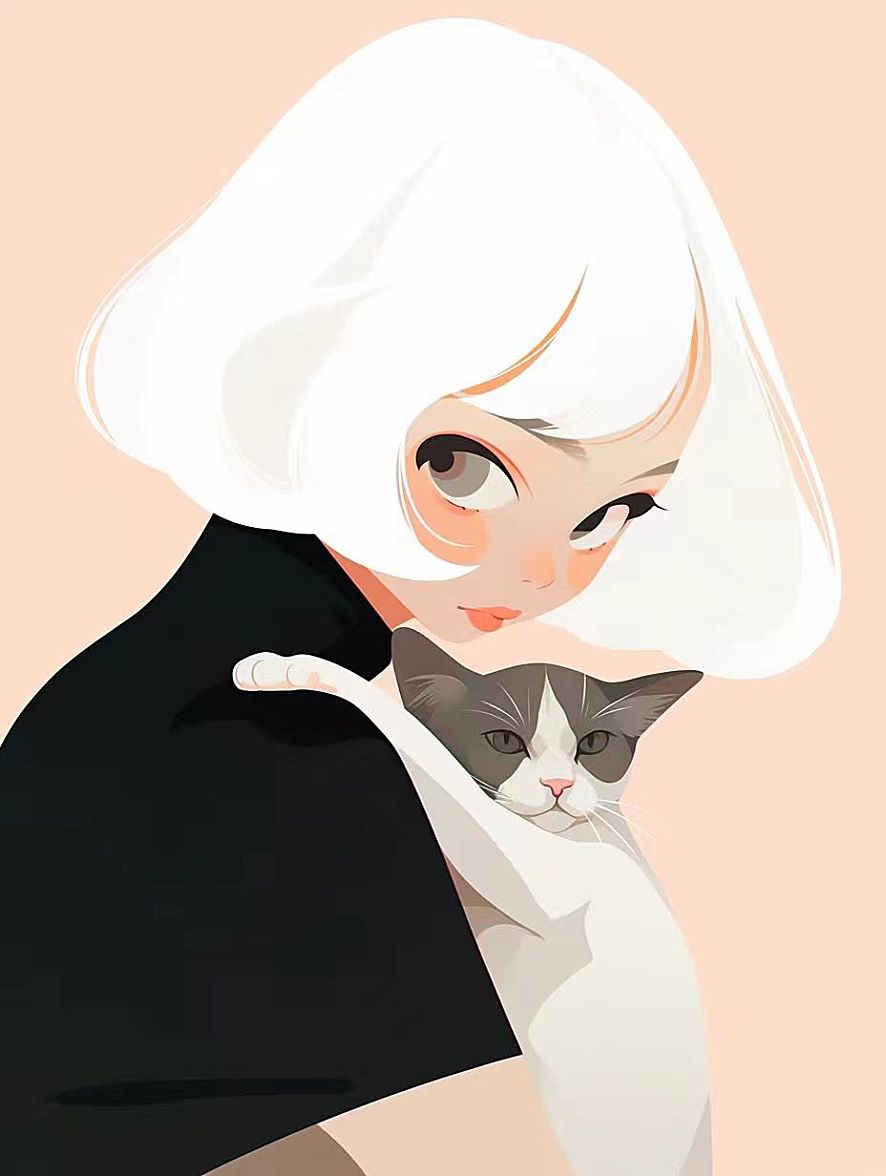 小女孩和猫咪
