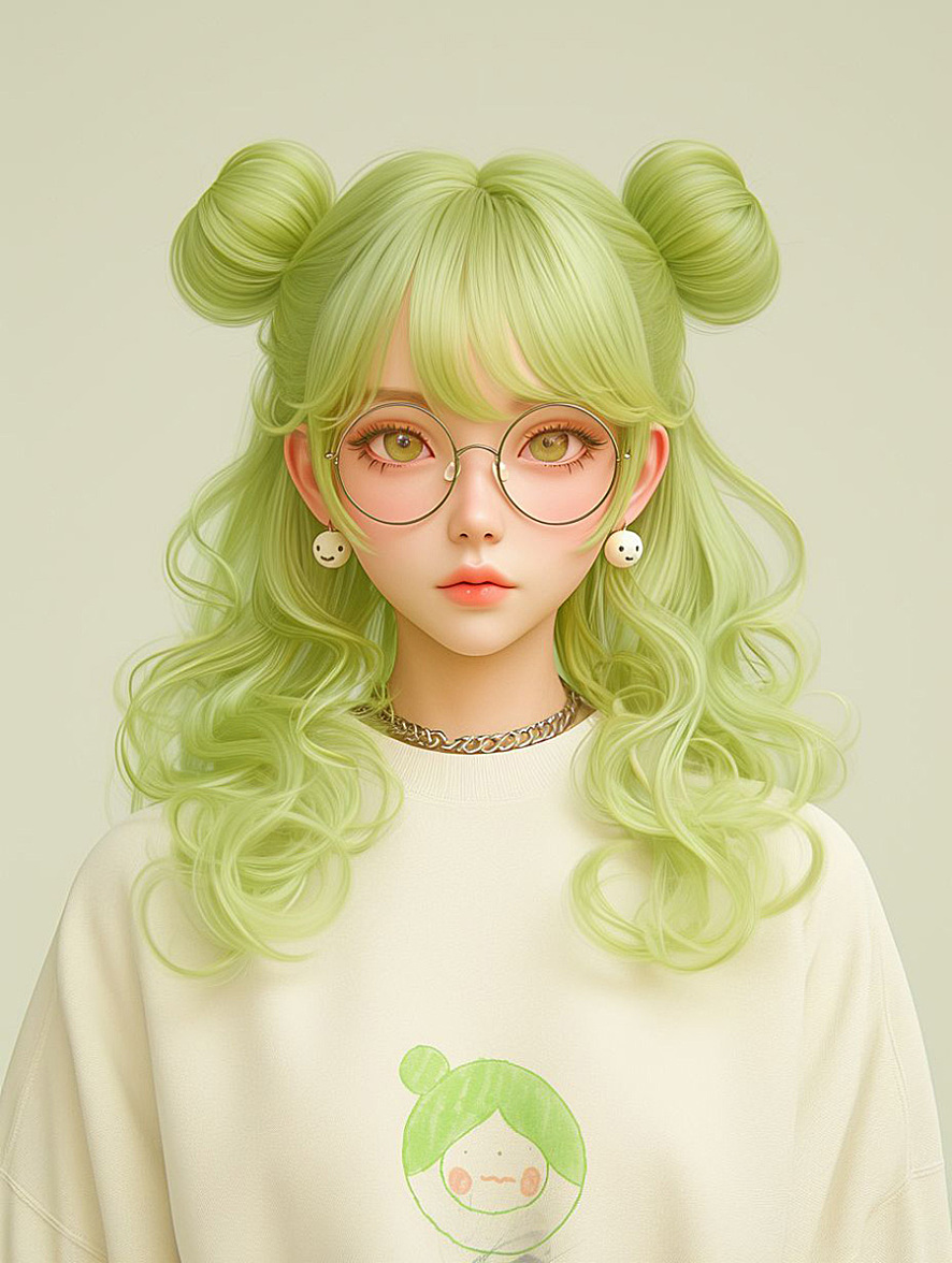 荧光绿下的魅力AI女孩