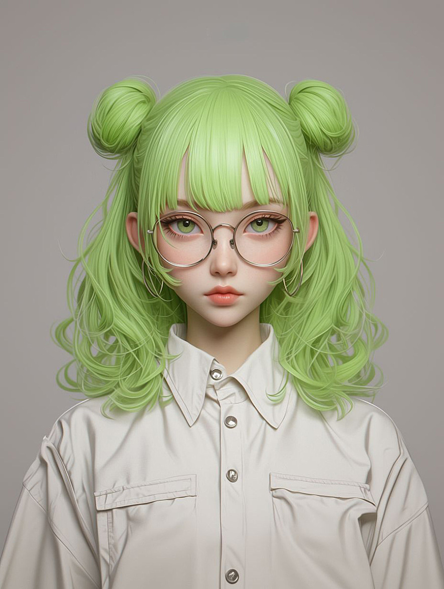 荧光绿下的魅力AI女孩
