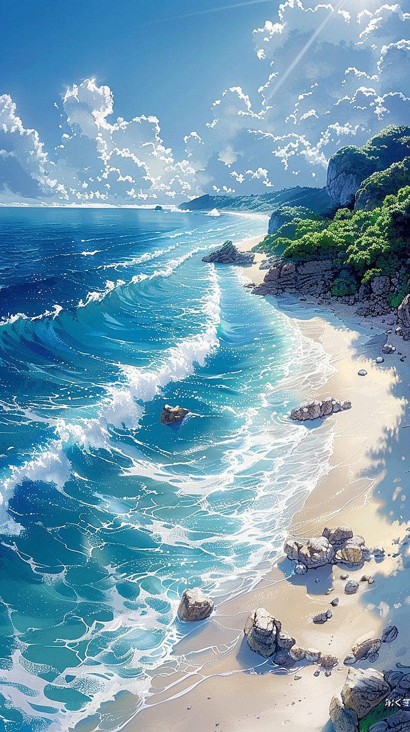日本漫画海边风景