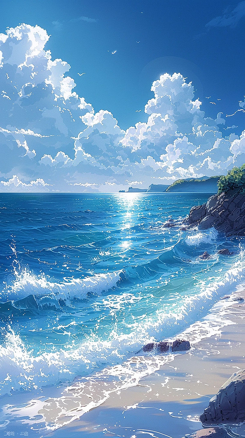 日本漫画海边风景