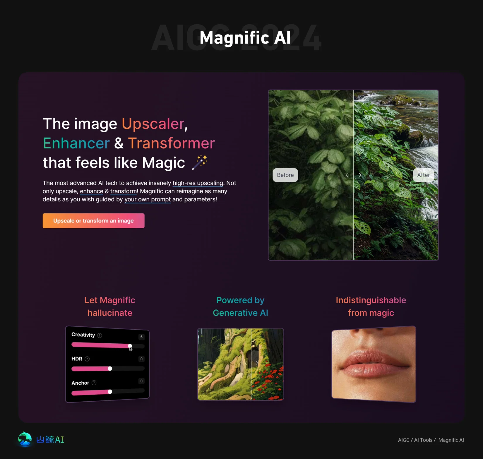 Magnific AI - 专业级AI图像画质细节增强/无损放大AI神器，AI生图“精修师”