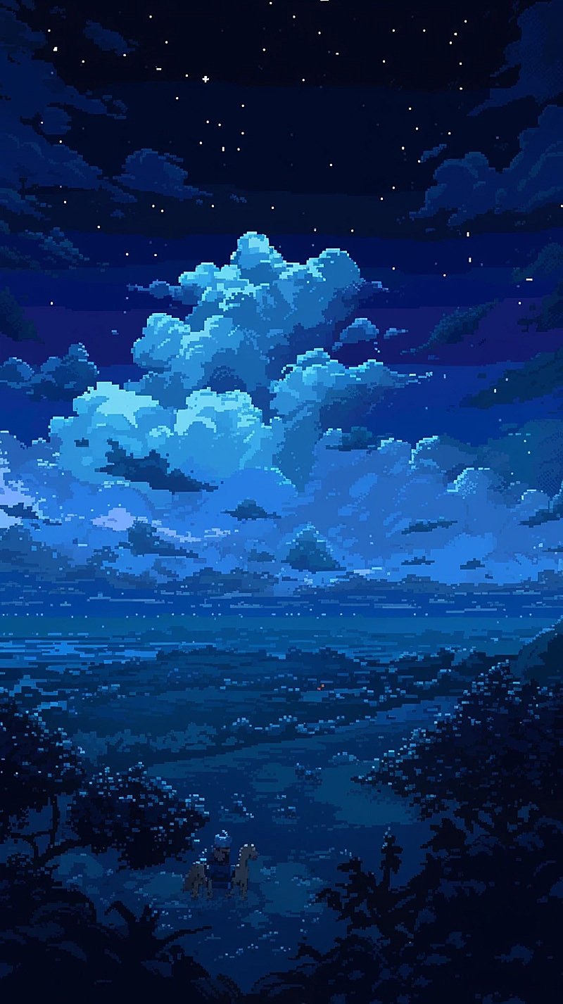 像素风野外星空