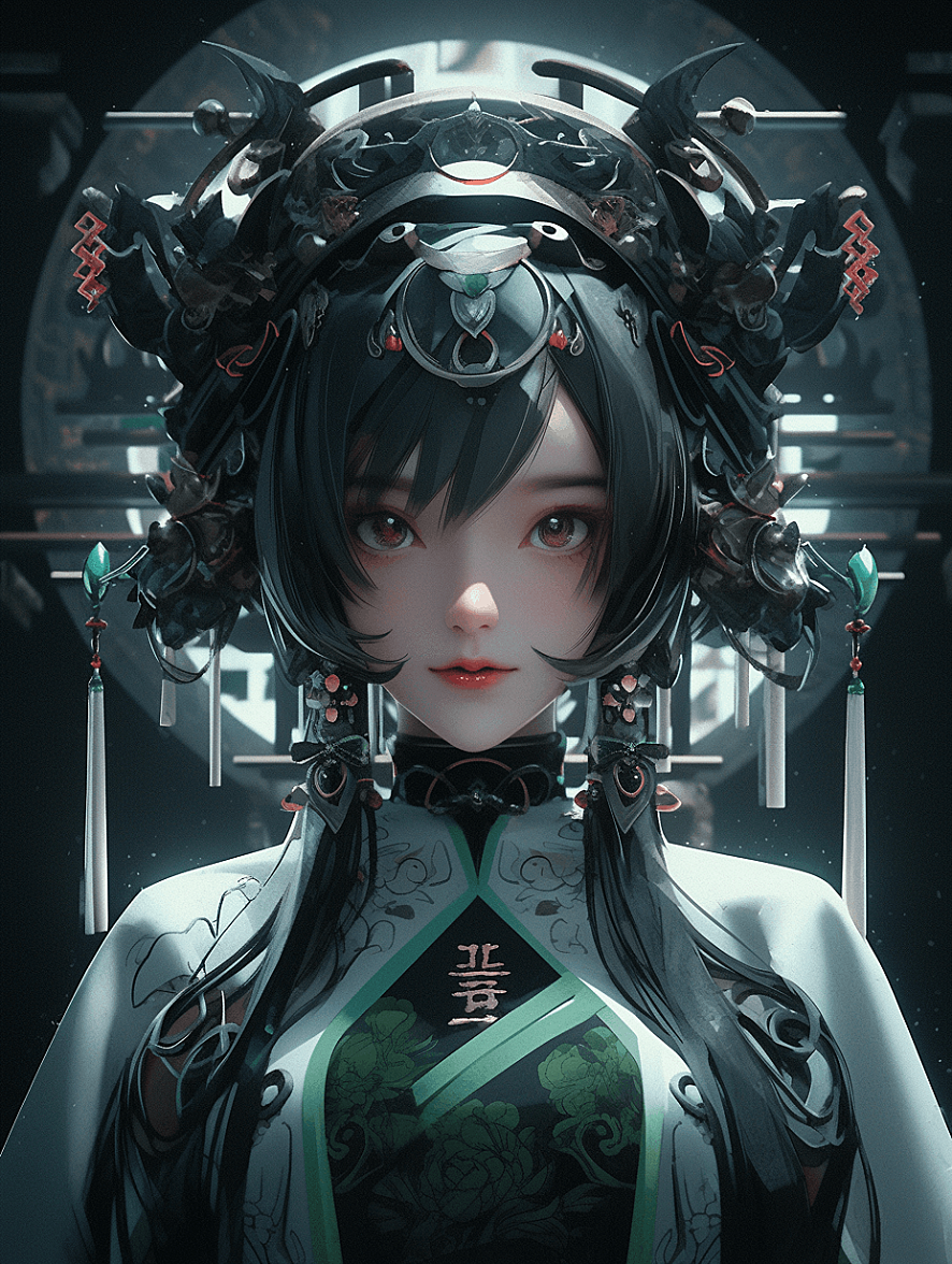 汉服 x 赛博机甲风兔子女孩