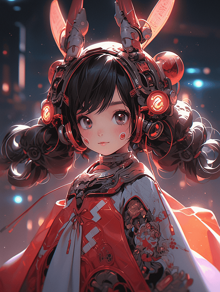 汉服 x 赛博机甲风兔子女孩