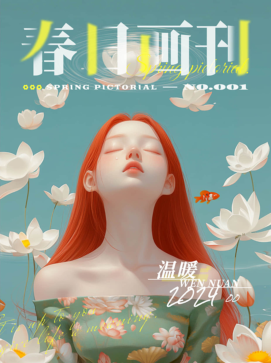 红发佳人的莲池静梦插画