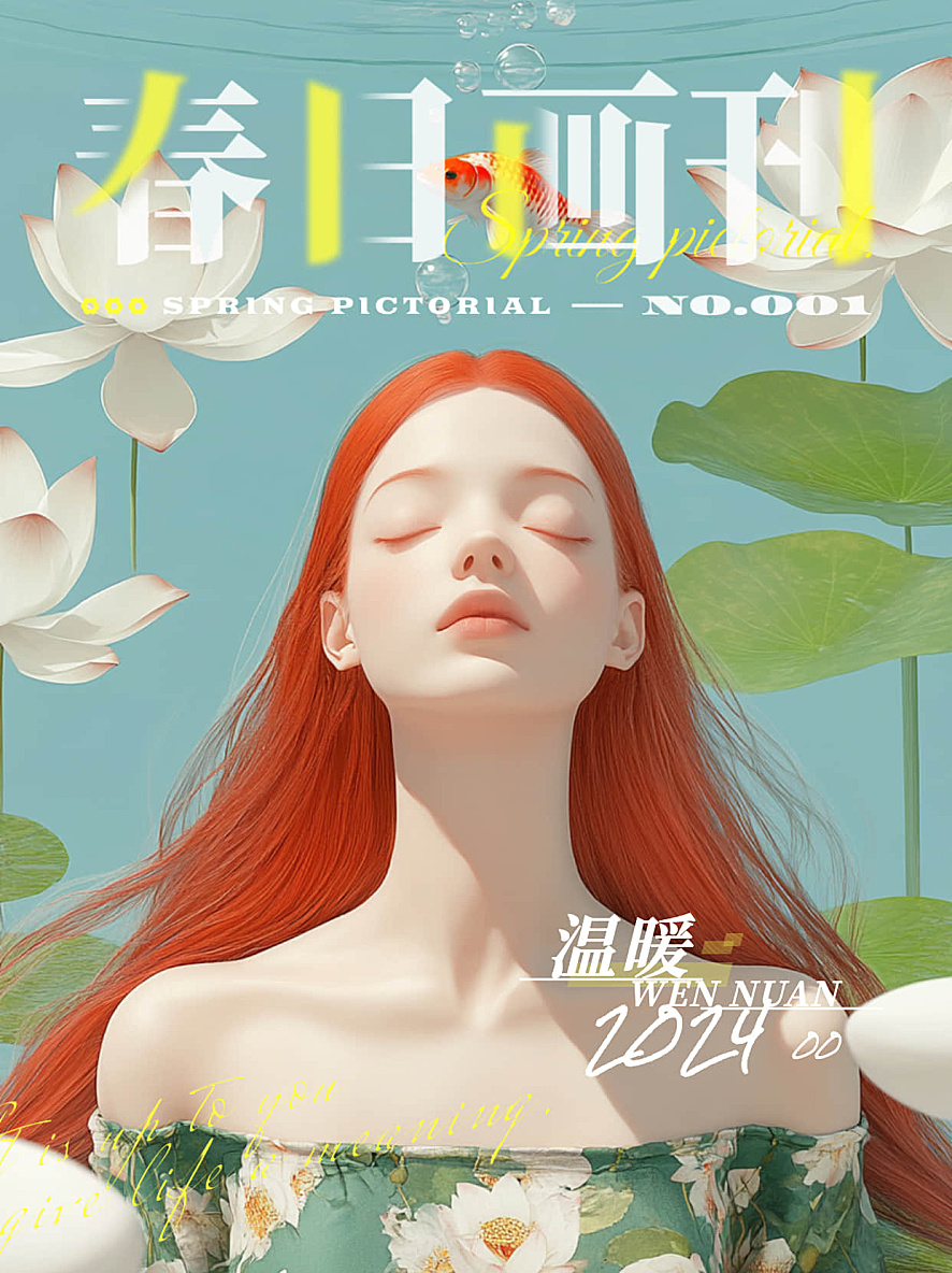 红发佳人的莲池静梦插画