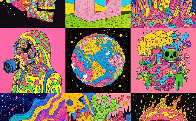 迷幻插画：赛博朋克与波普艺术的融合