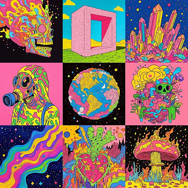 迷幻插画：赛博朋克与波普艺术的融合