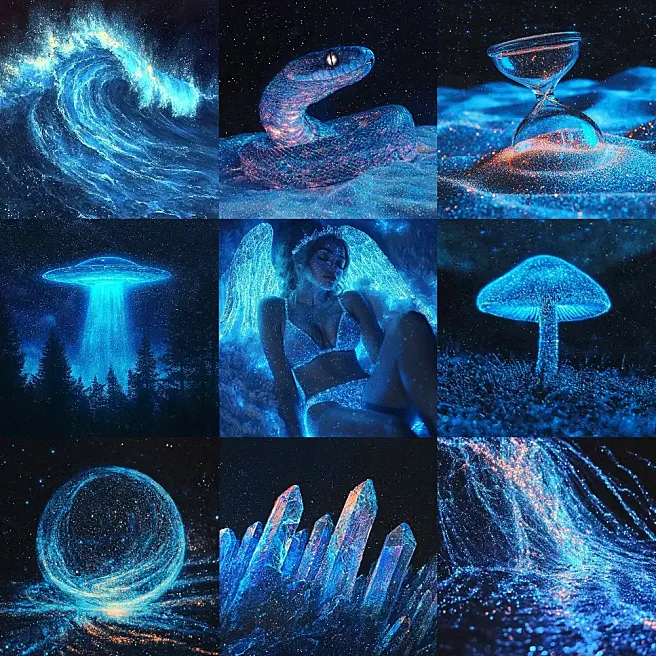 荧光奇境：深邃夜色中的魔幻视觉