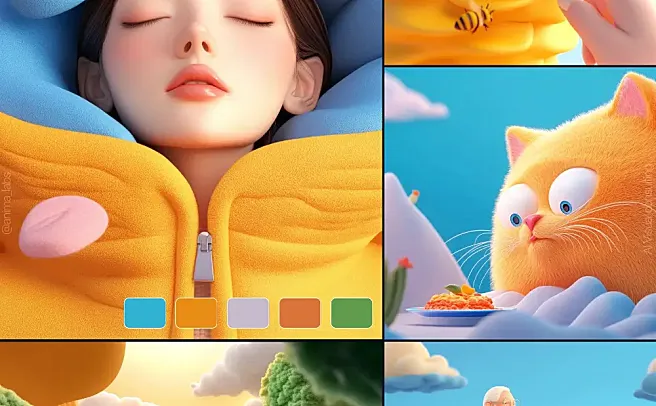 暖阳色调：治愈系3D插画的艺术表达