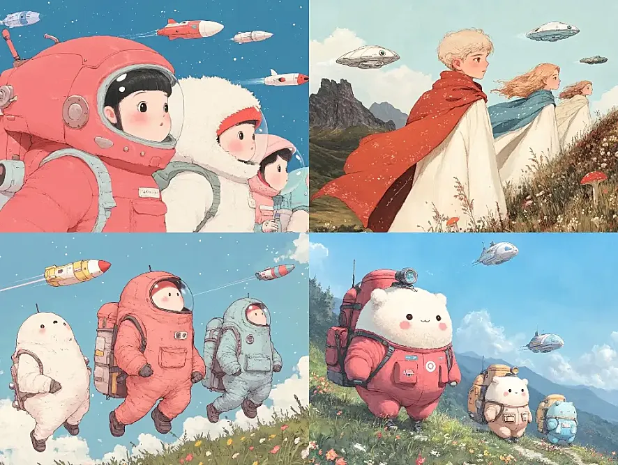 童话太空：温馨科幻的插画世界
