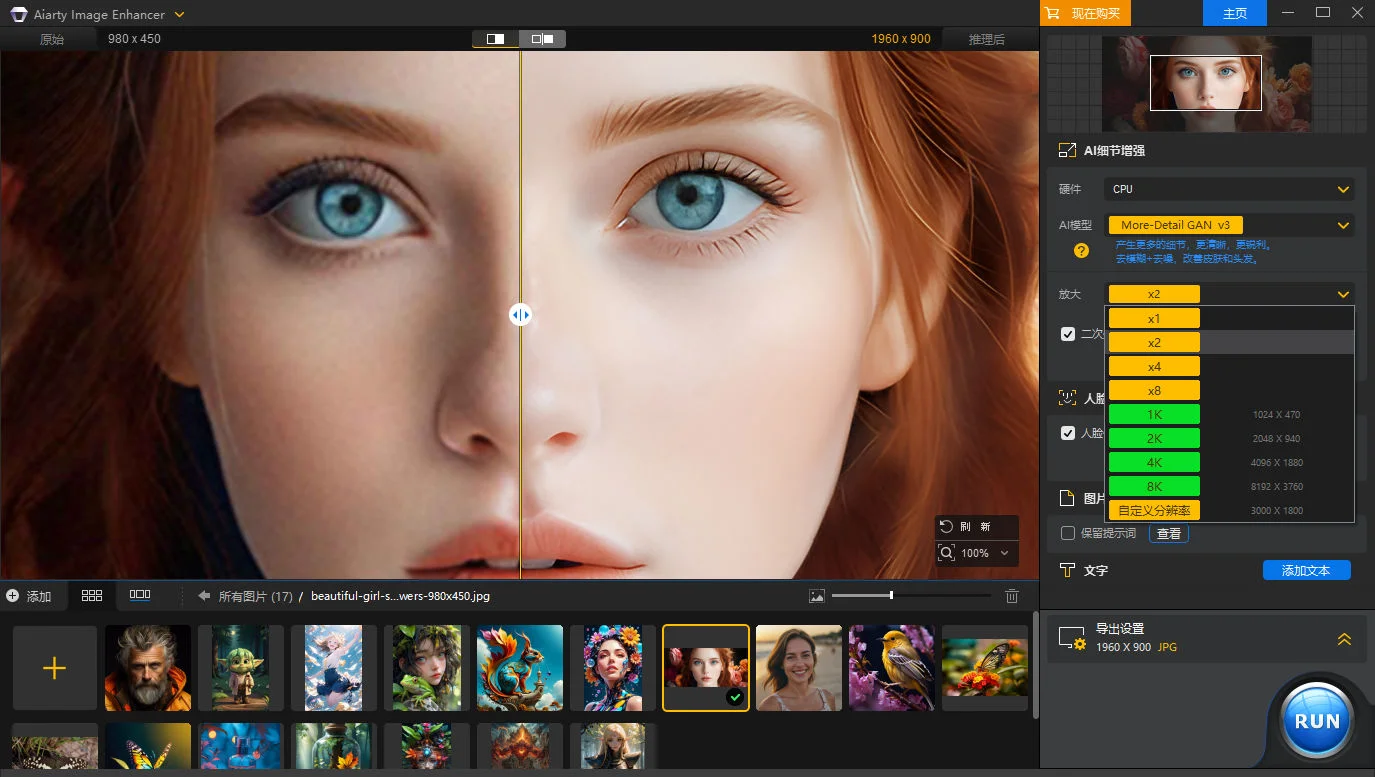 Aiarty Image Enhancer v3.5 - Digiarty 旗下图像无损放大AI细节增强神器，完美激活，便携破解版，支持 Windows/MacOS