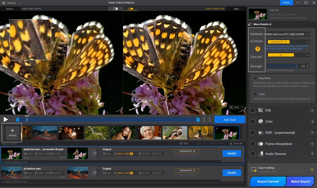 Aiarty Video Enhancer v3.0 - Digiarty 旗下4K视频无损放大清晰降噪修复补帧AI神器，性价比之王，终身完美激活，本地便携破解版，支持 Windows/MacOS