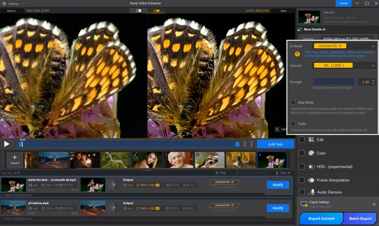 Aiarty Video Enhancer v3.0 - Digiarty 旗下4K视频无损放大清晰降噪修复补帧AI神器，性价比之王，终身完美激活，本地便携破解版，支持 Windows/MacOS