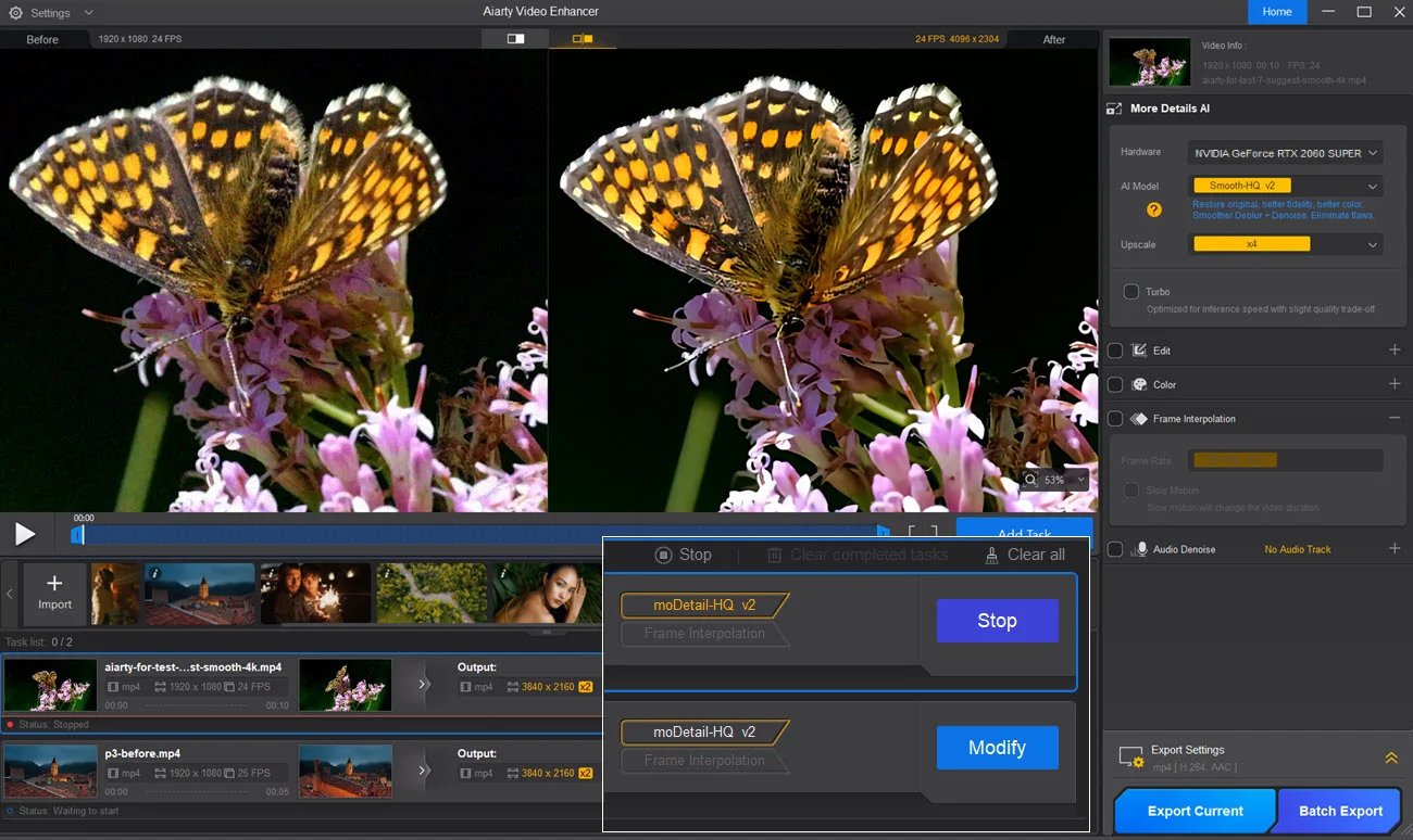 Aiarty Video Enhancer v3.0 - Digiarty 旗下4K视频无损放大清晰降噪修复补帧AI神器，性价比之王，终身完美激活，本地便携破解版，支持 Windows/MacOS